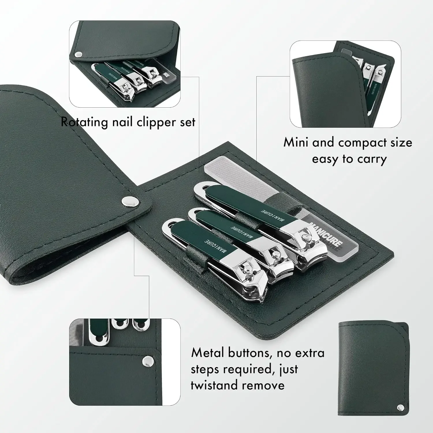4 Pcs Steel Nail Clipper Manic - Mens Grooming Travel Kit ulasan dan harga
