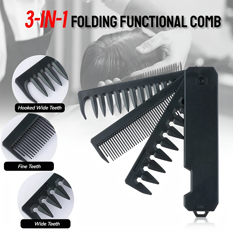 3-in-1 Folding Beard Comb for  - Mens Grooming Travel Kit ulasan dan harga