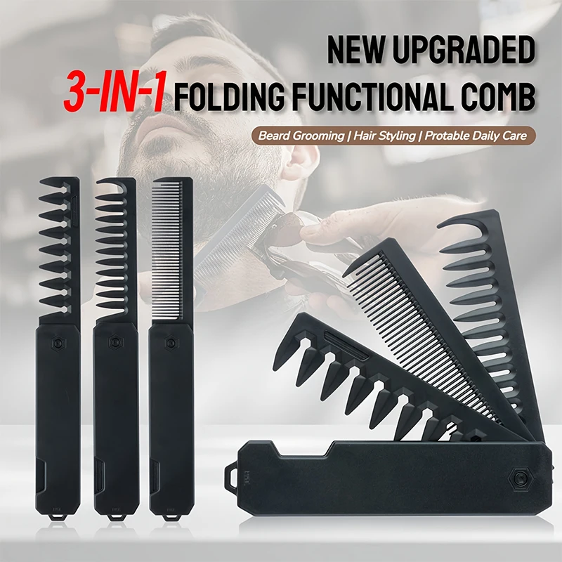 3-in-1 Folding Beard Comb for  - Mens Grooming Travel Kit ulasan dan harga