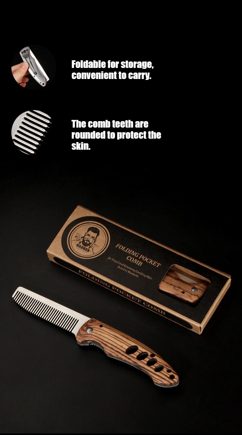 Solid Wood & Metal Folding Bea - Mens Grooming Travel Kit ulasan dan harga