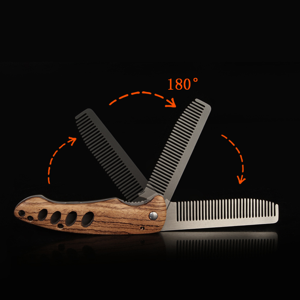 Solid Wood & Metal Folding Bea - Mens Grooming Travel Kit ulasan dan harga
