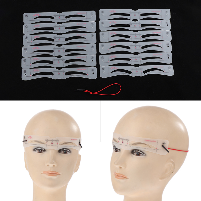 12Pcs Eyebrow Stencil Set Reus - Men'S Grooming Eyebrow Shape ulasan dan harga